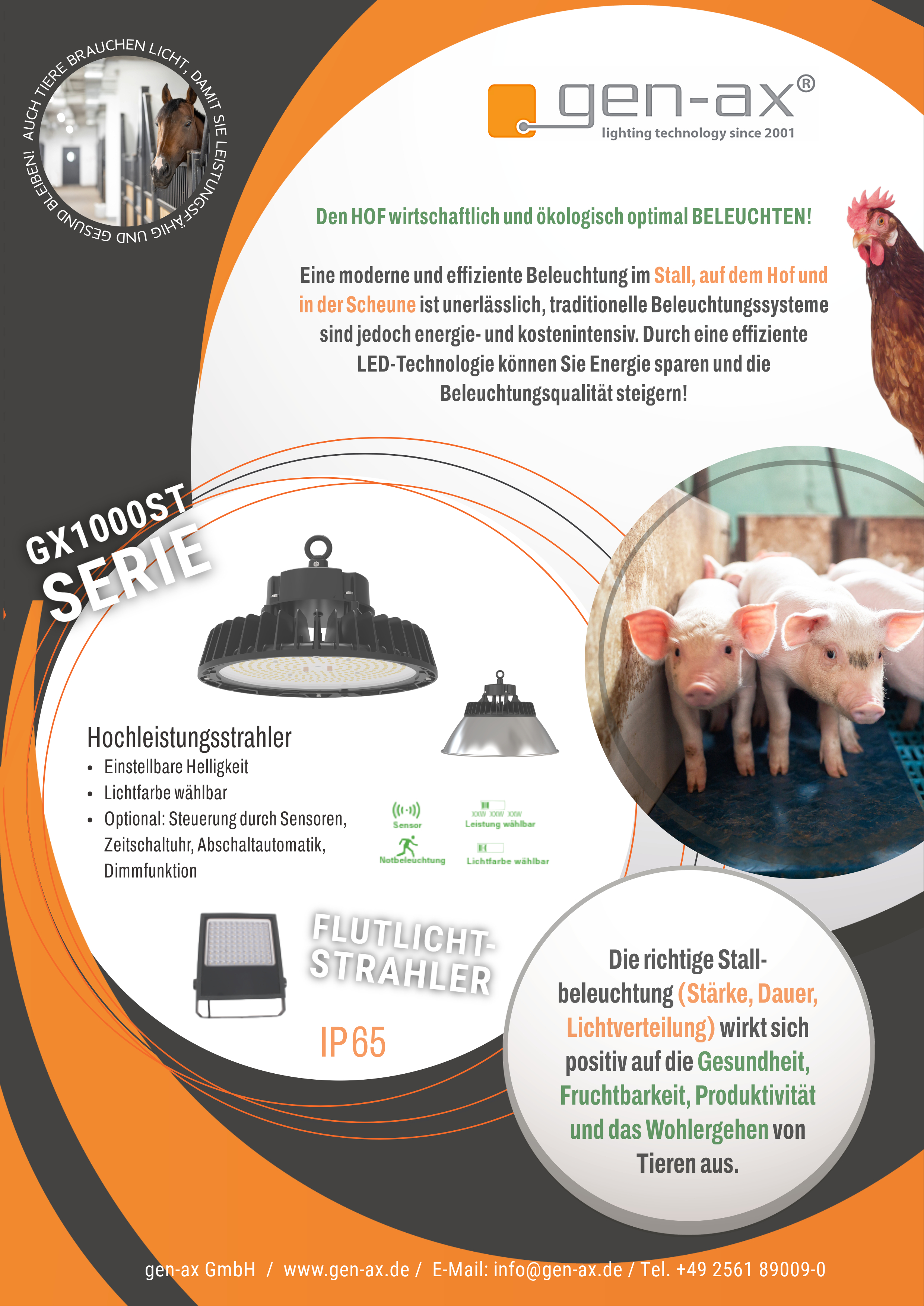  Artikelbild 7 des Artikels “GX1000ST Ammoniakresistenter Hochleistungsstrahler 200W per ClickSwitch einstellbar Helligkeit + Lichtfarbe 180lm/W - ID 07031 “